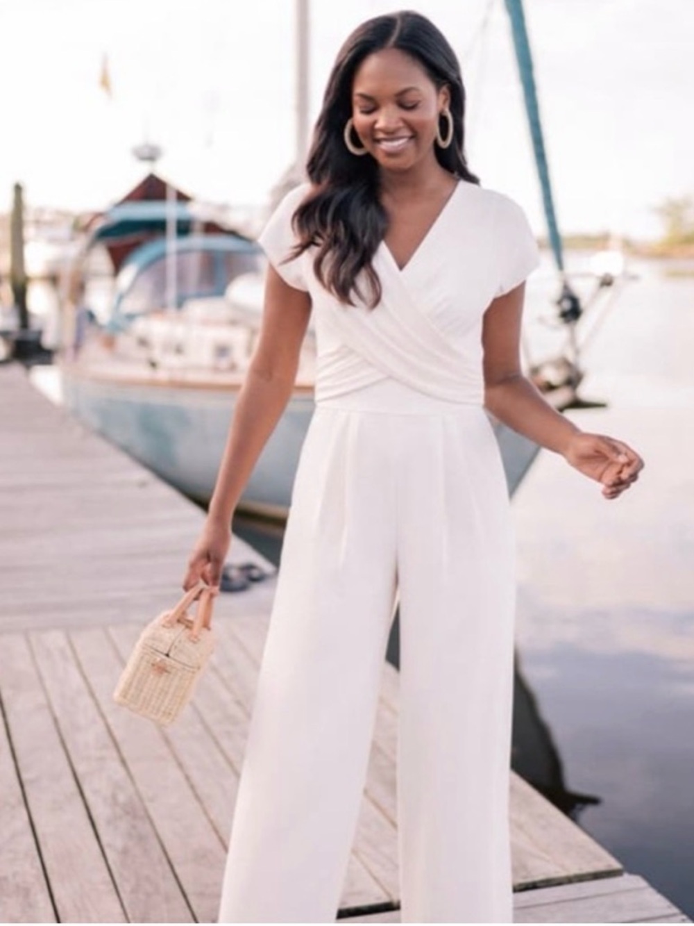 NWT Gal Meets Glam Cream Emily Wrap Jumpsuit 10